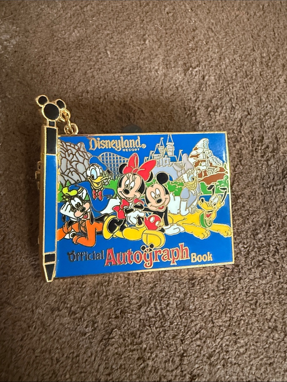 Disneyland Official Autograph Book Pin that opens